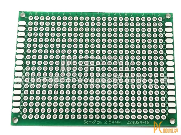 Печатная плата, PCB Board 5x7cm, шаг 2.54мм, Double-side