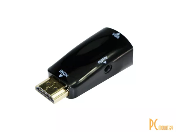 Переходник HDMI (вилка) - VGA (розетка) + 3.5 мм стерео-аудио гнездо, Gembird A-HDMI-VGA-02