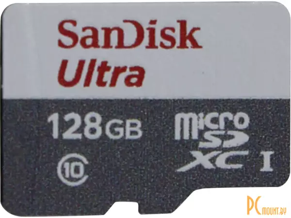 Карта памяти MicroSDXC, 128GB, Сlass 10, UHS-I, SanDisk SDSQUNS-128G-GN6MN